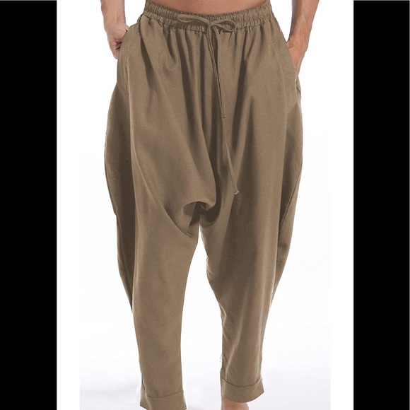 BRAND NEW UNISEX TRENDY OLIVE BOHO/ GYPSY/ HIPPIE STYLE YOGA PANTS NWT - Picture 2 of 8